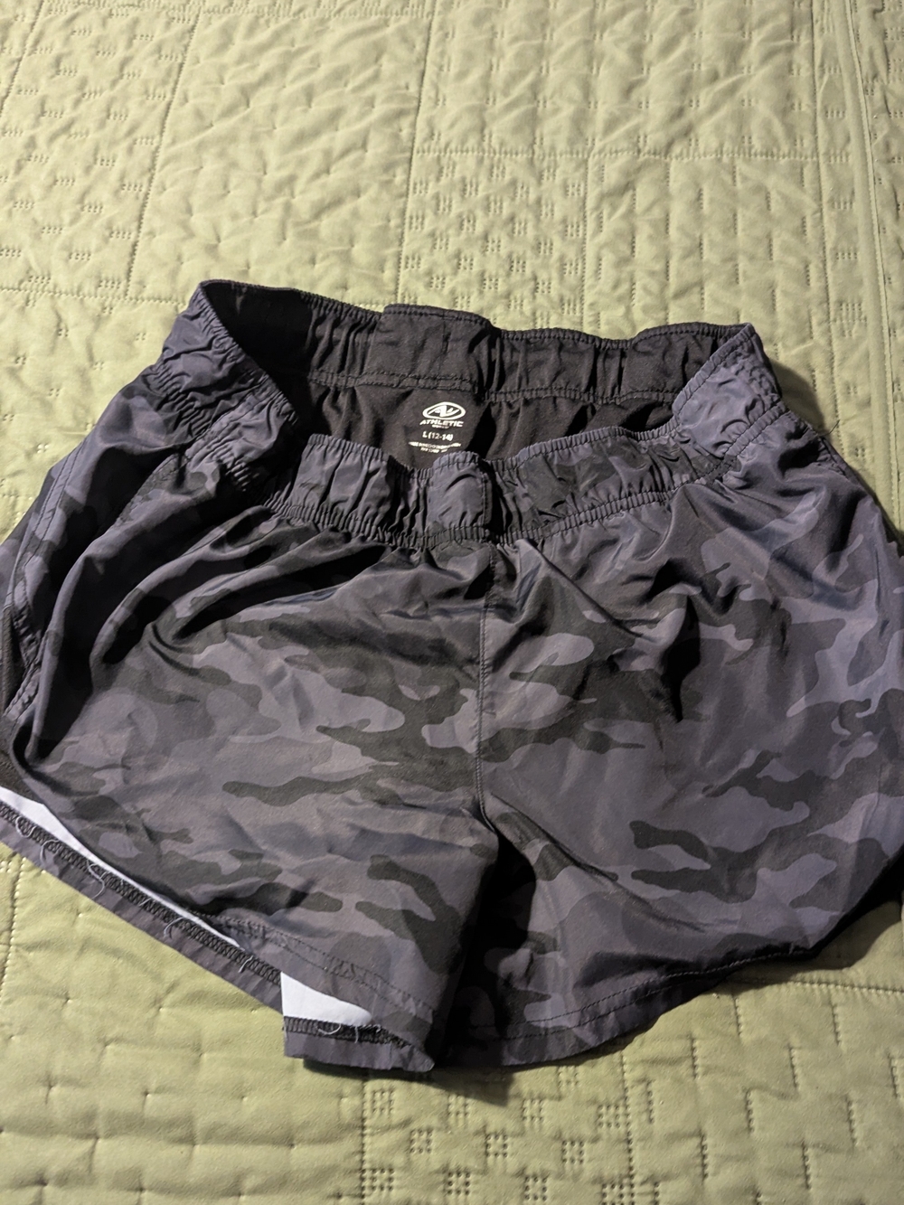 Athletic Works Women’s Black & Gray Camo Athletic Shorts